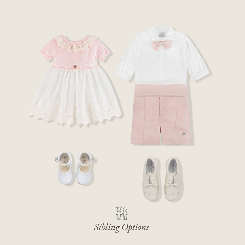 Artesanía Granlei-Boys White Shirt & Pastel Pink Shorts Set | Childrensalon
