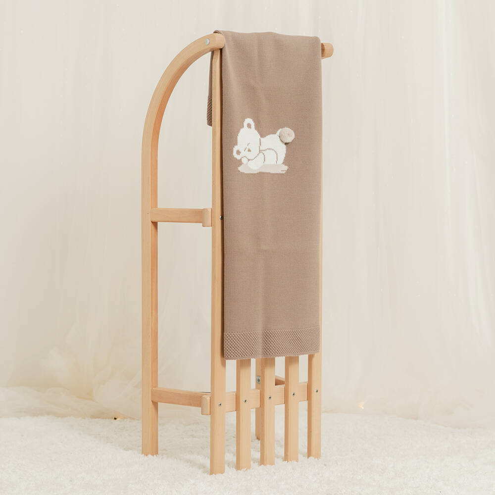 Artesanía Granlei-Одеяло коричневое трикотажное с мишкой Тедди (84см) | Childrensalon