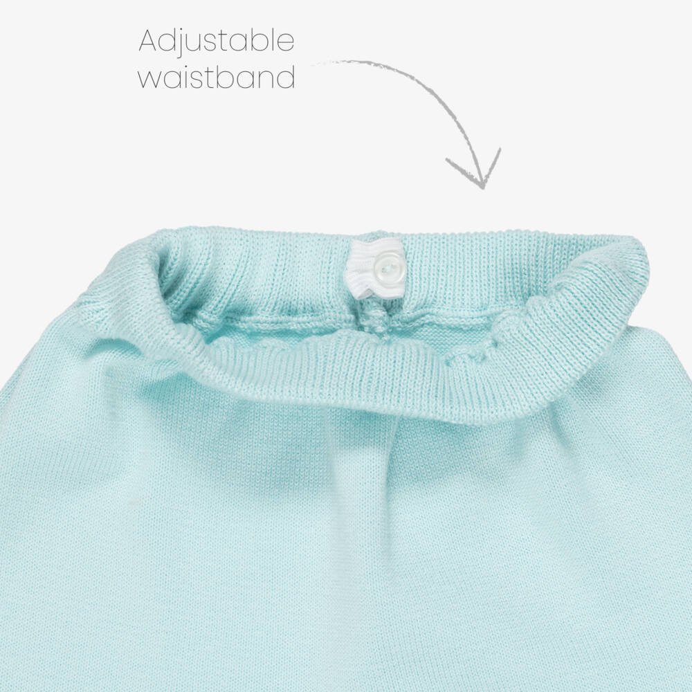 Artesanía Granlei-Girls Aqua Green Knitted Top & Shorts Set | Childrensalon