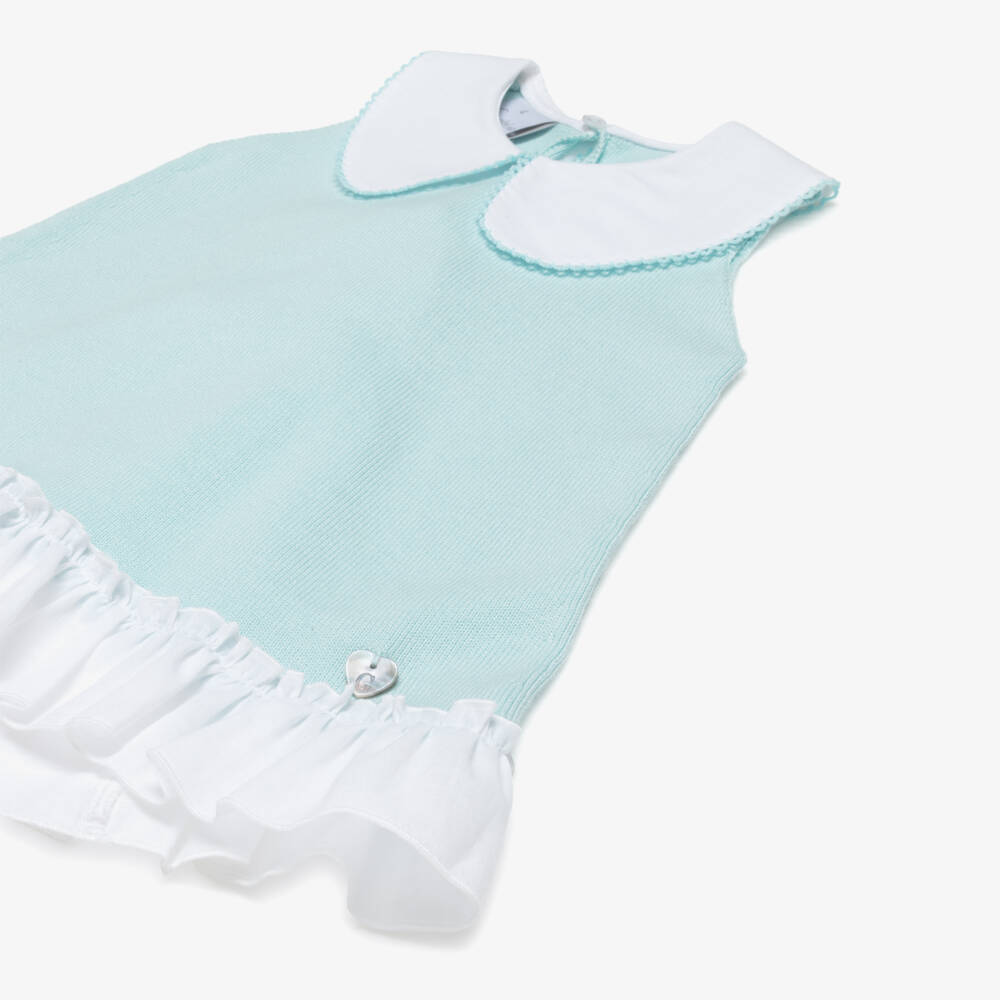 Artesanía Granlei-Girls Aqua Green Knitted Top & Shorts Set | Childrensalon