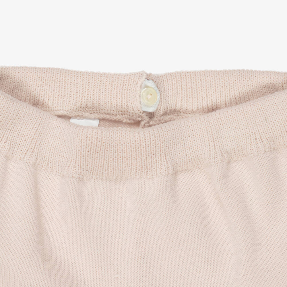 Artesanía Granlei-Girls Beige Knit Leggings Set with Red Bows | Childrensalon