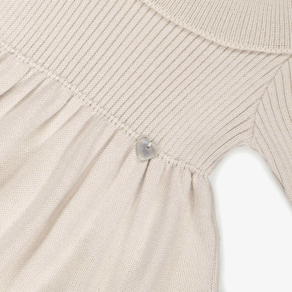 Artesanía Granlei-Girls Beige Ribbed Knit Leggings Set | Childrensalon