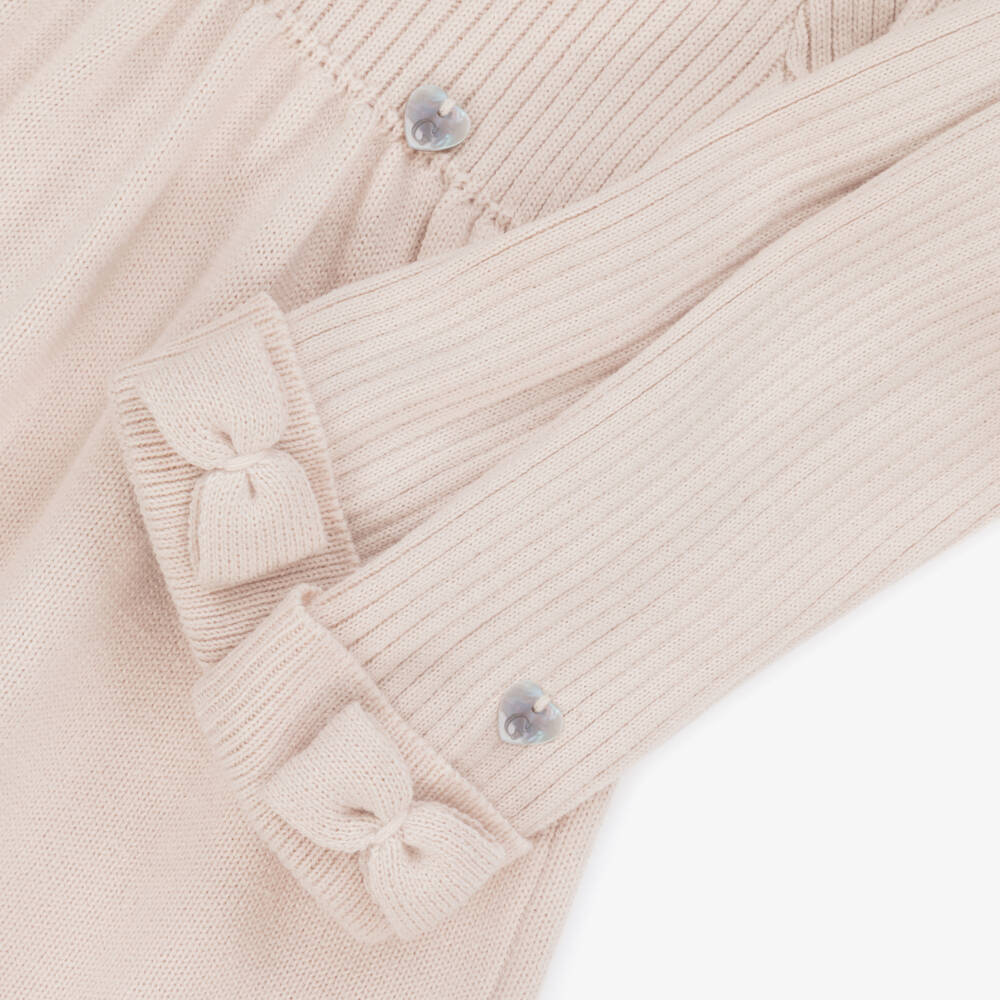 Artesanía Granlei-Girls Beige Ribbed Knit Leggings Set | Childrensalon