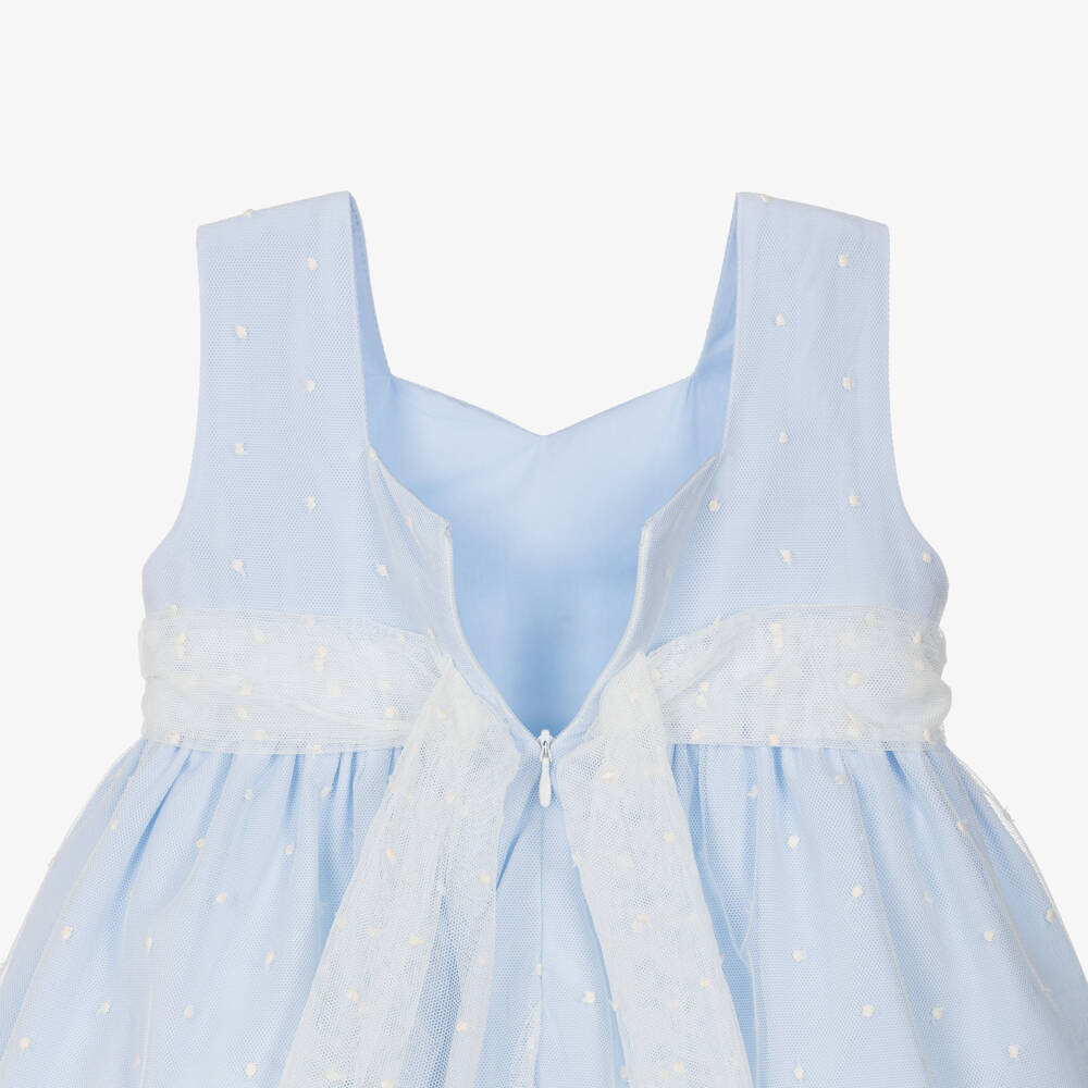 Artesanía Granlei-Girls Blue Embroidered Tulle Sleeveless Dress | Childrensalon