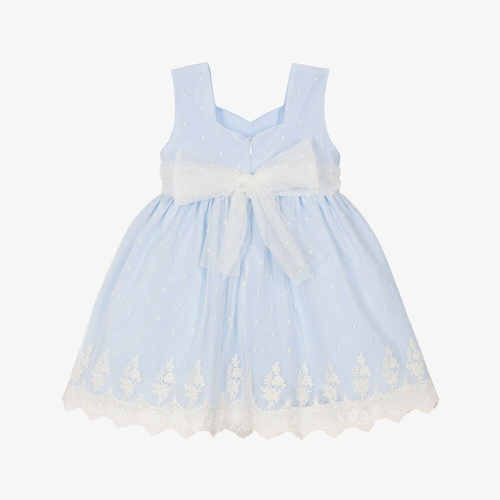 Artesanía Granlei-Girls Blue Embroidered Tulle Sleeveless Dress | Childrensalon