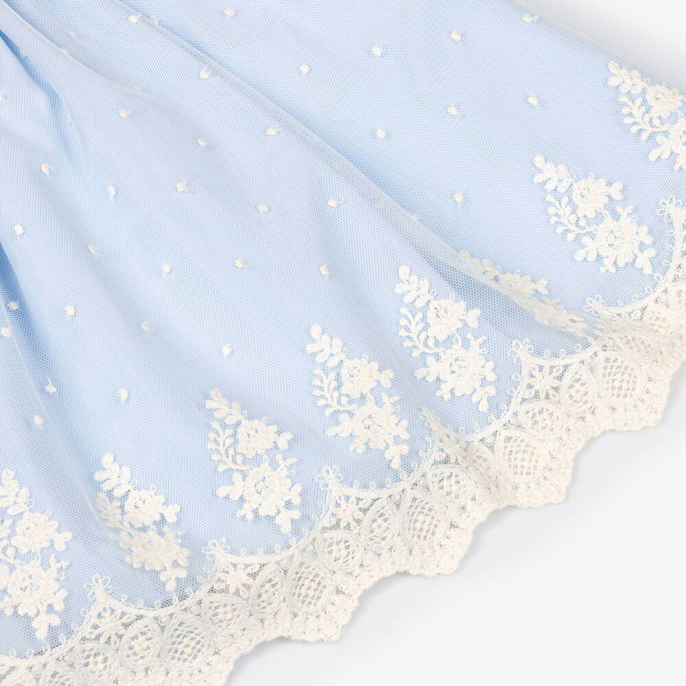 Artesanía Granlei-Girls Blue Embroidered Tulle Sleeveless Dress | Childrensalon