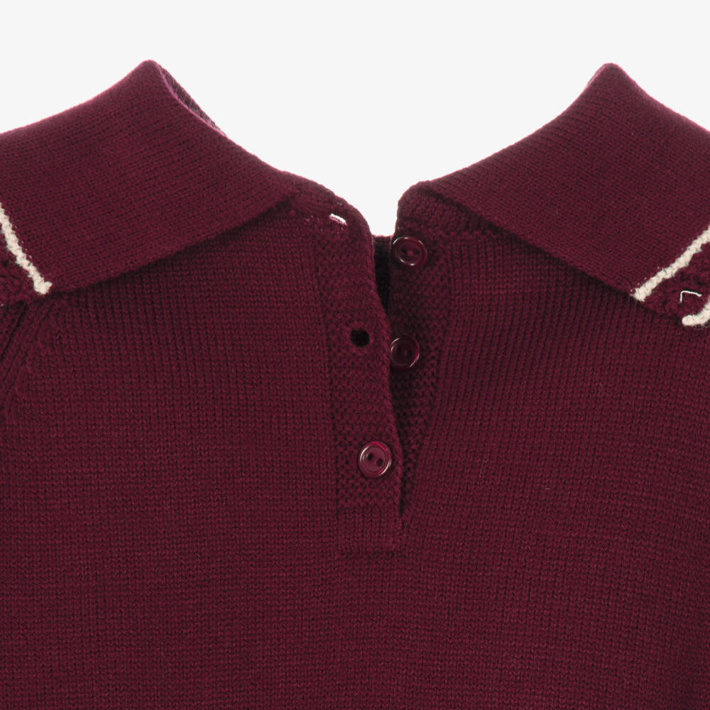 Artesanía Granlei-Girls Burgundy Red Knitted Leggings Set with Bows | Childrensalon