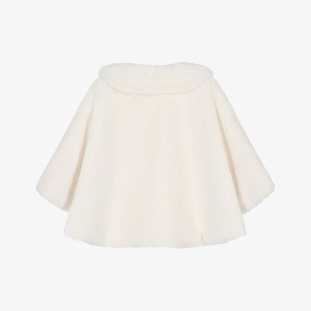Artesanía Granlei-Накидка с воротником кремовая из искусственного меха для девочек | Childrensalon