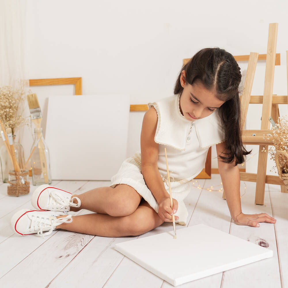 Artesanía Granlei-Платье кремовое трикотажное с воротником в морском стиле для девочек | Childrensalon