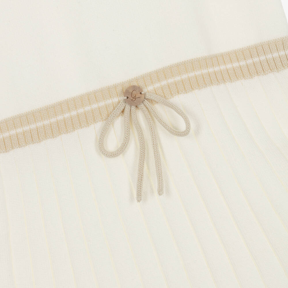 Artesanía Granlei-Girls Ivory Knit Dress with Sailor Style Collar | Childrensalon