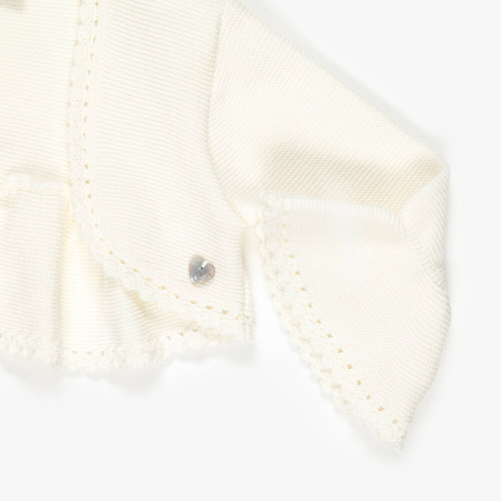 Artesanía Granlei-كارديغان بوليرو محبوك مزين بفيونكة لون عاجي للبنات | Childrensalon