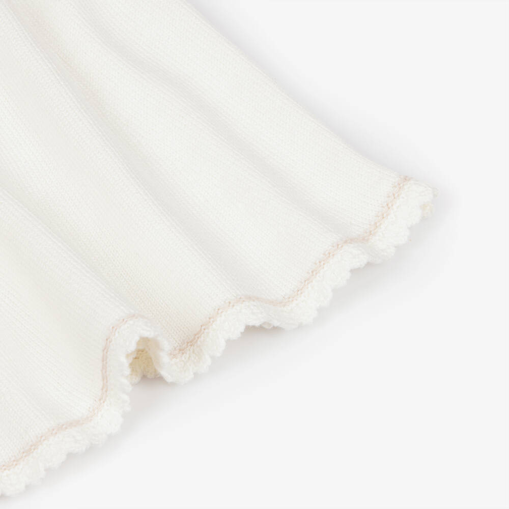 Artesanía Granlei-Girls Ivory Knitted Dress with Lacy Collar | Childrensalon