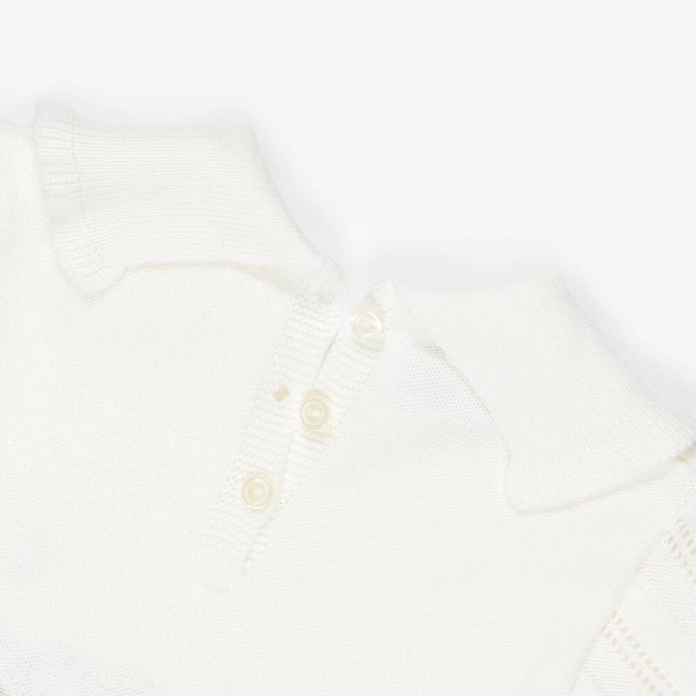 Artesanía Granlei-Girls Ivory Knitted Dress with Zigzag Pattern | Childrensalon