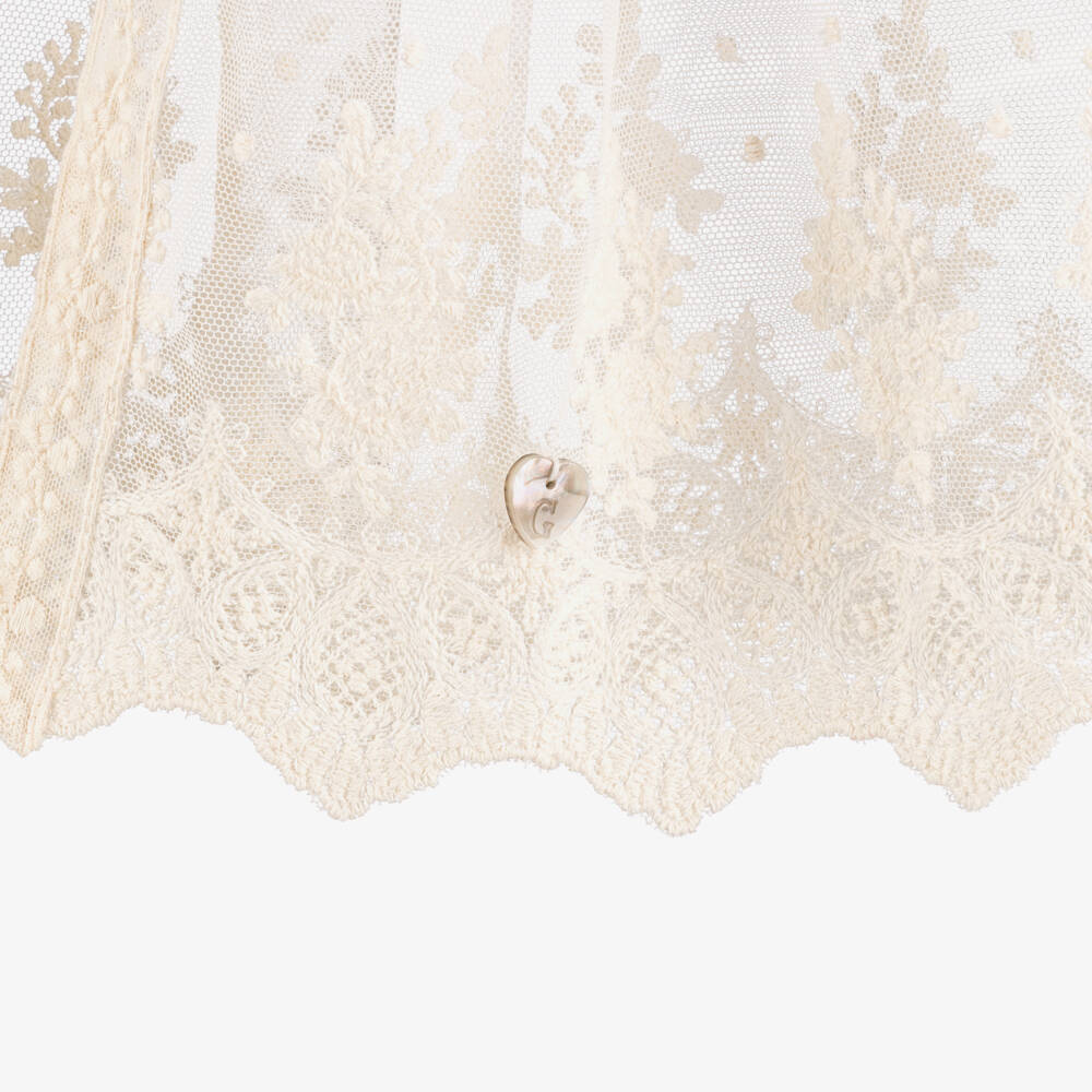Artesanía Granlei-Girls Ivory Tulle Cape with Floral Embroidery | Childrensalon