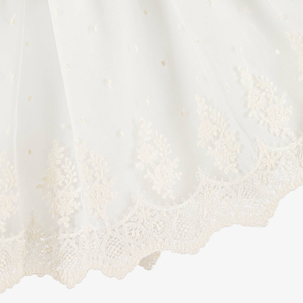 Artesanía Granlei-Girls Ivory Tulle Lace Skirt Set with Bow | Childrensalon