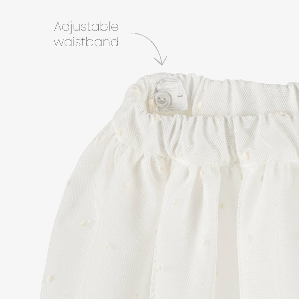 Artesanía Granlei-Girls Ivory Tulle Lace Skirt Set with Bow | Childrensalon