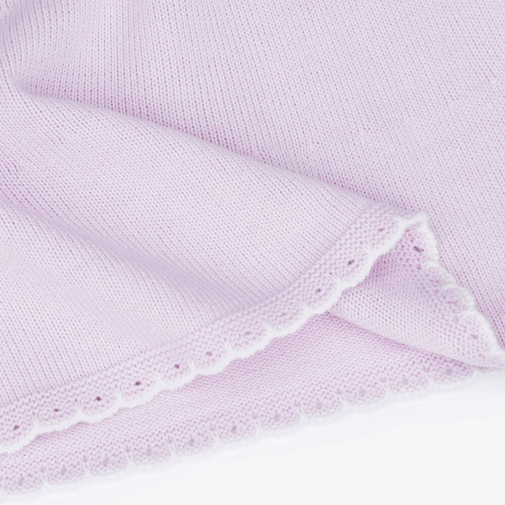 Artesanía Granlei-Girls Lavender Knitted Dress with Ruffle Collar | Childrensalon