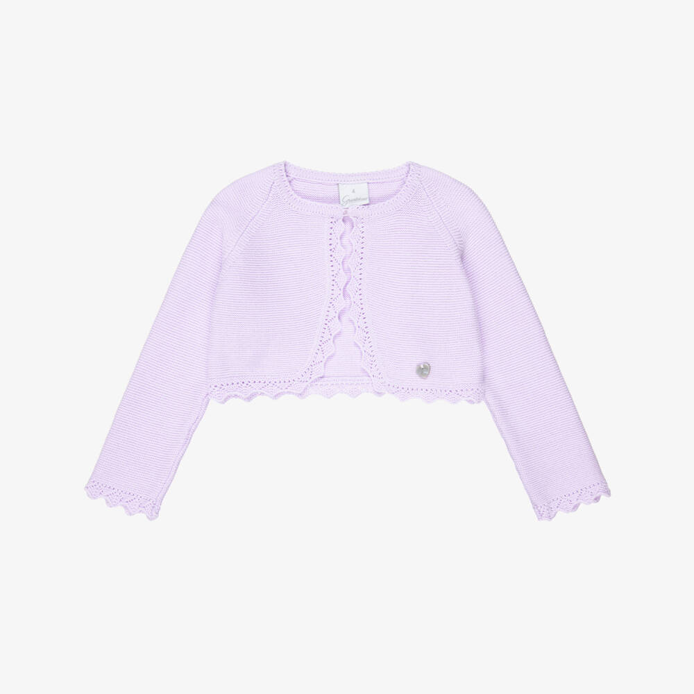 Artesanía Granlei-Girls Lilac Knitted Bolero Cardigan | Childrensalon