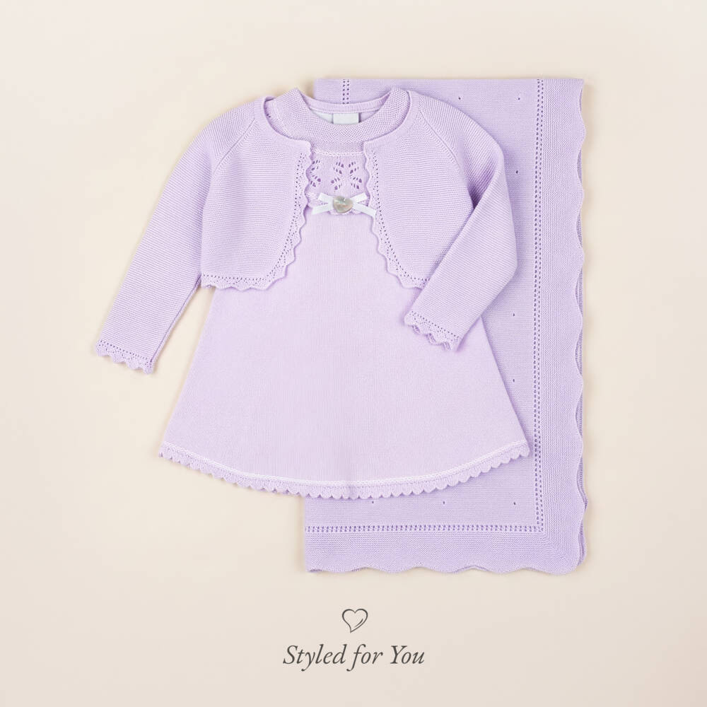 Artesanía Granlei-Girls Lilac Knitted Bolero Cardigan | Childrensalon