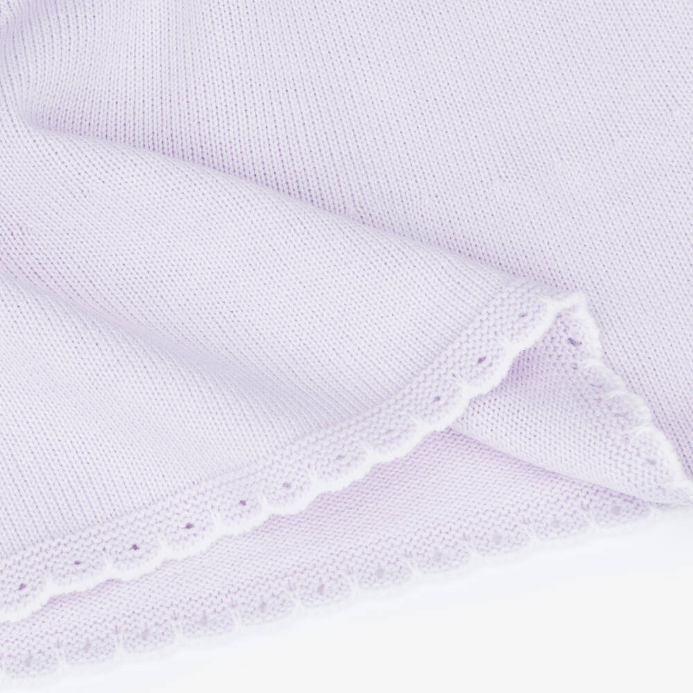 Artesanía Granlei-Girls Lilac Knitted Dress with Ruffle Collar | Childrensalon