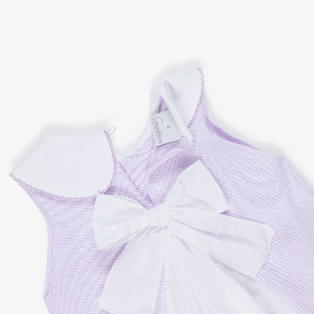 Artesanía Granlei-Girls Lilac Purple Knitted Top & Shorts Set | Childrensalon