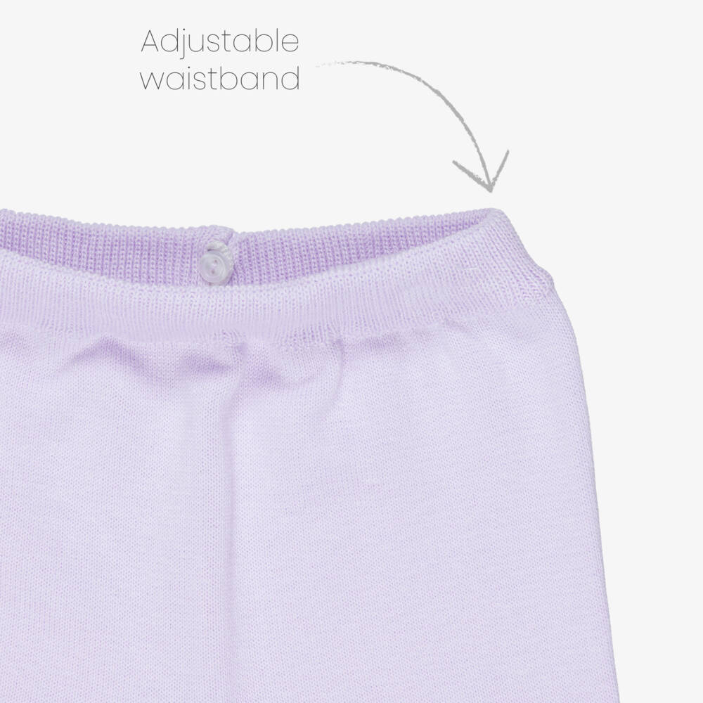Artesanía Granlei-Girls Lilac Purple Knitted Top & Shorts Set | Childrensalon