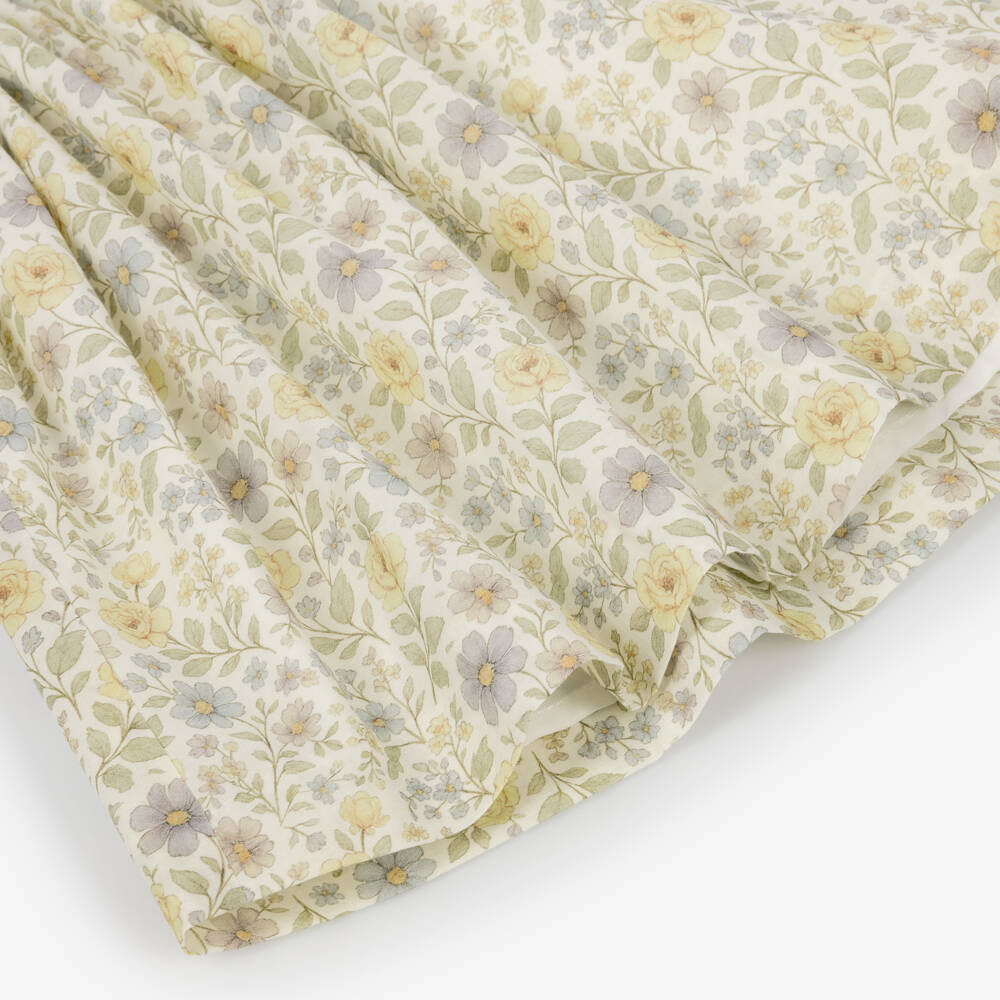 Artesanía Granlei-Girls Pale Blue Knitted & Yellow Floral Dress | Childrensalon