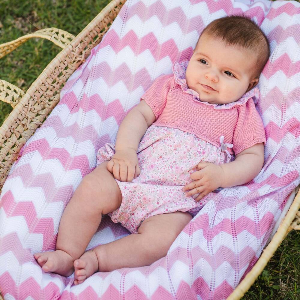 Artesanía Granlei-Girls Pink Cotton Floral Shortie | Childrensalon