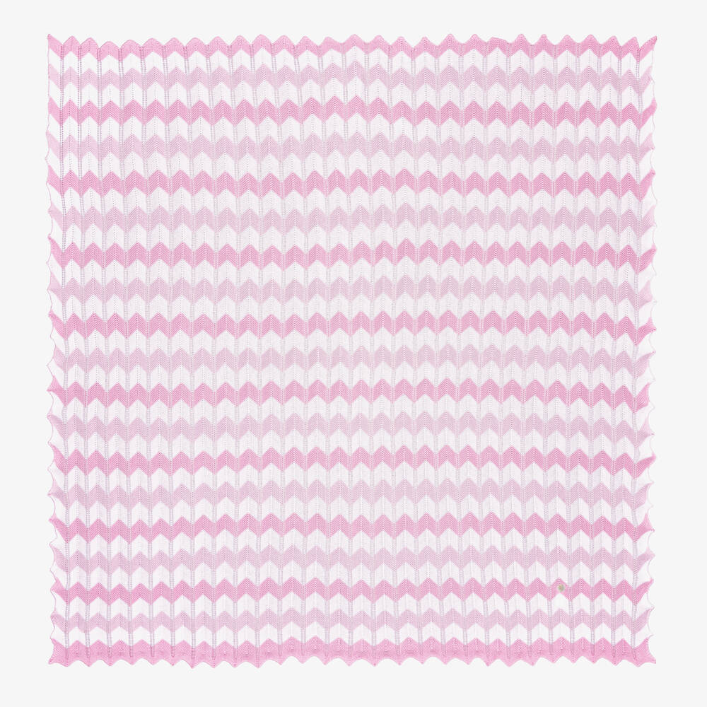 Artesanía Granlei-Girls Pink Cotton Zigzag Knit Shawl (112cm) | Childrensalon