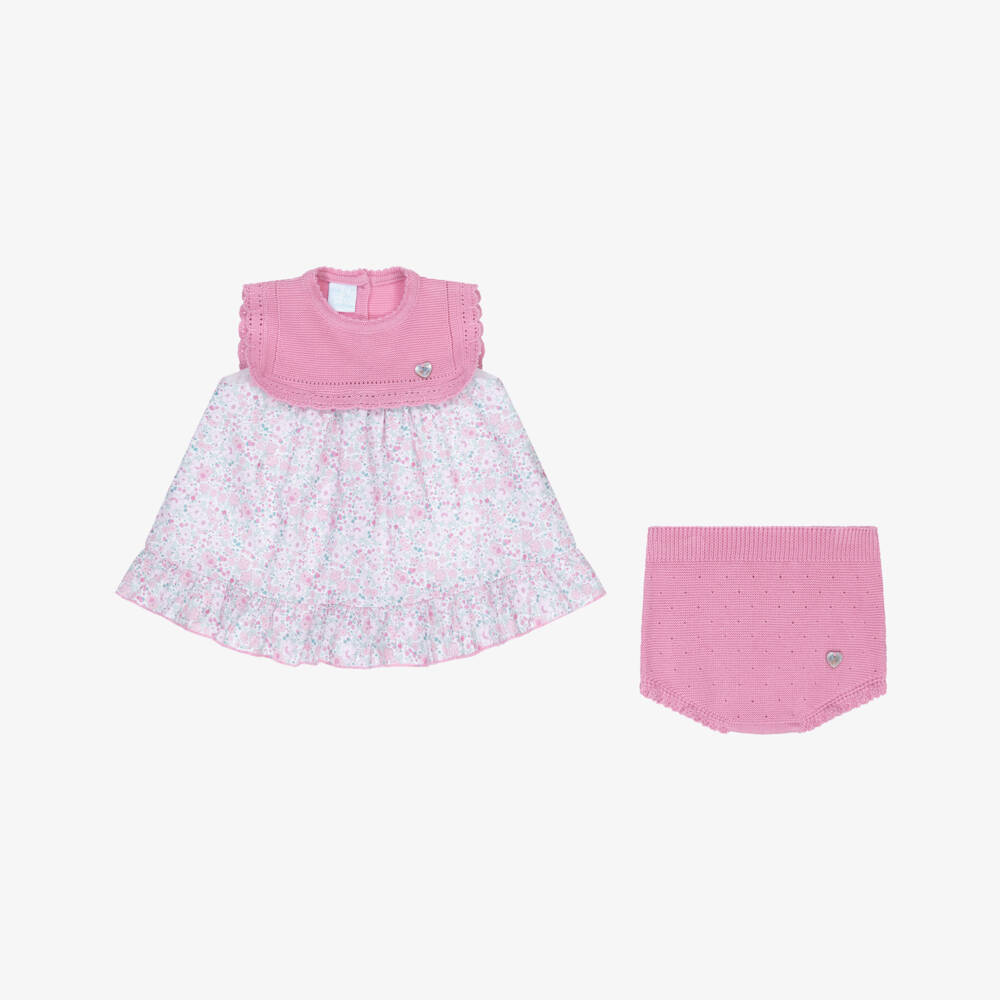 Artesanía Granlei-Girls Pink Floral Cotton Dress | Childrensalon