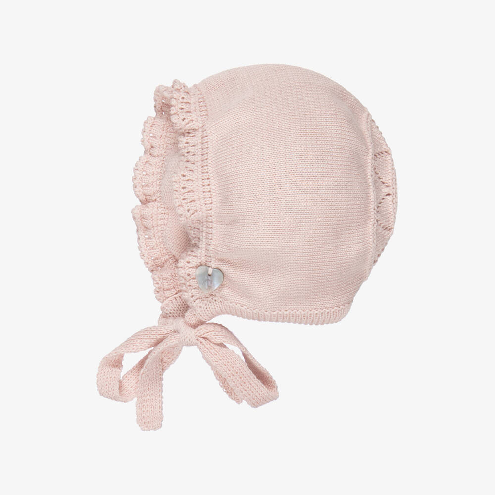 Artesanía Granlei-Girls Pink Knitted 2 Piece Babygrow Set with Lace Trims | Childrensalon