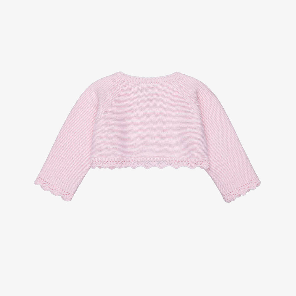 Artesanía Granlei-Girls Pink Knitted Bolero Cardigan | Childrensalon