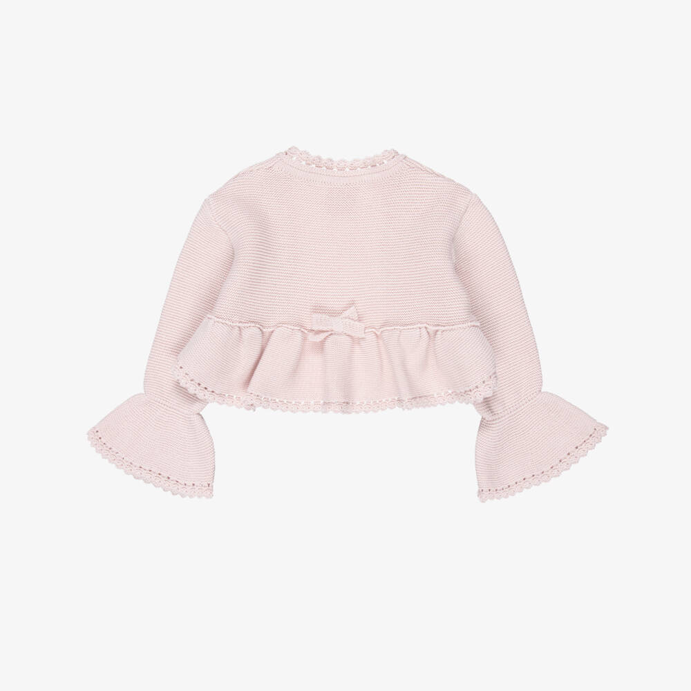 Artesanía Granlei-بوليرو كارديغان محبوك مزين بفيونكة لون زهري للبنات | Childrensalon