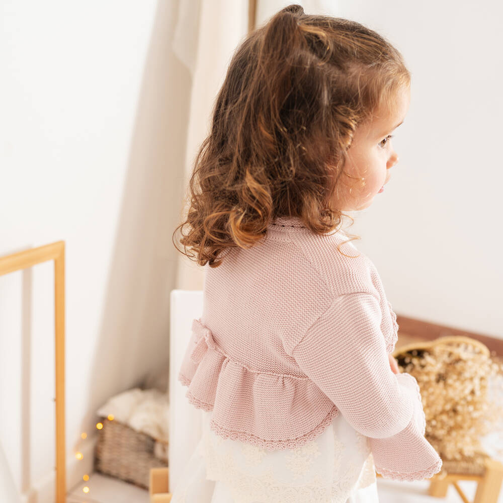 Artesanía Granlei-Кардиган болеро розовый трикотажный с бантом для девочек | Childrensalon