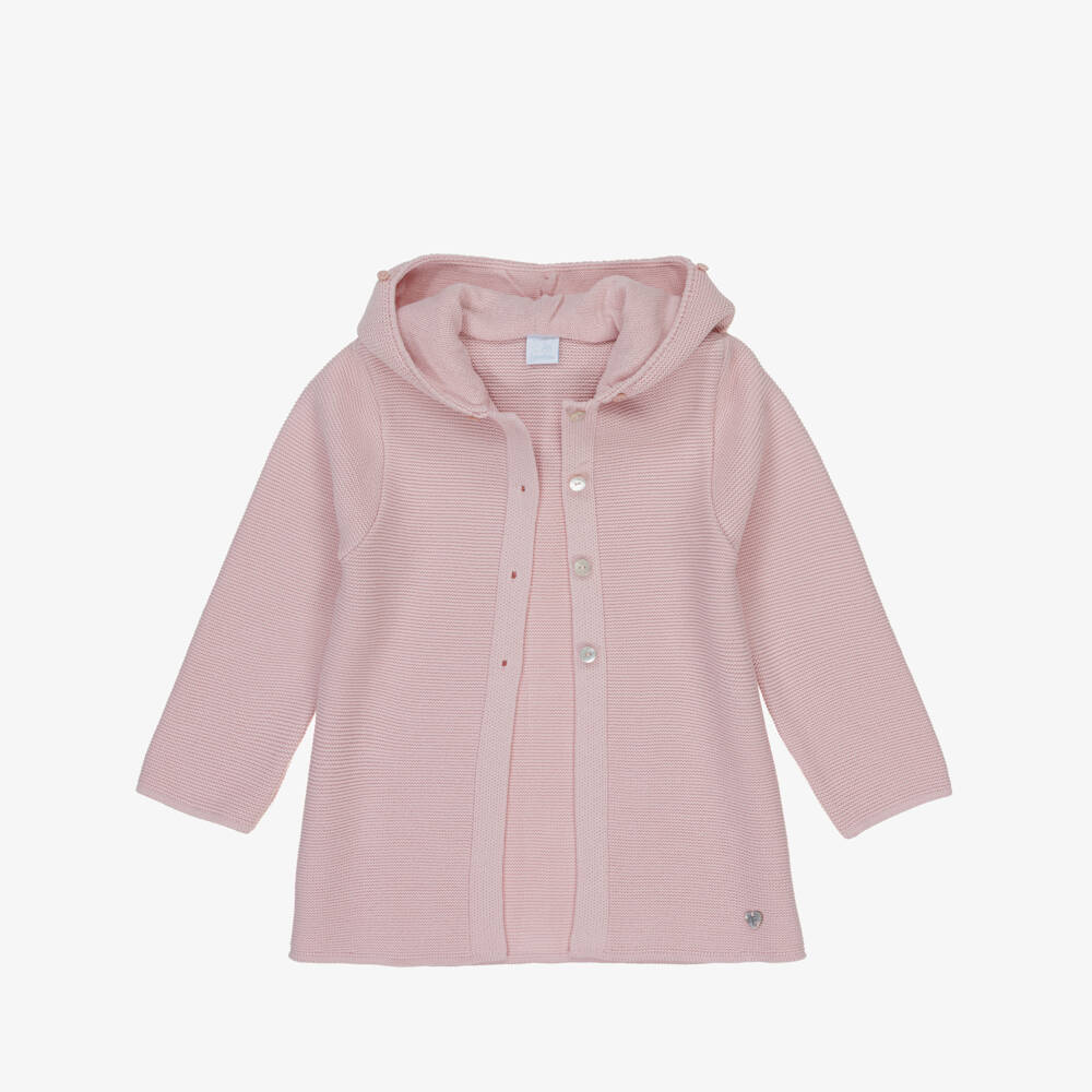Artesanía Granlei-Пальто розовое трикотажное с искусственным мехом для девочек | Childrensalon