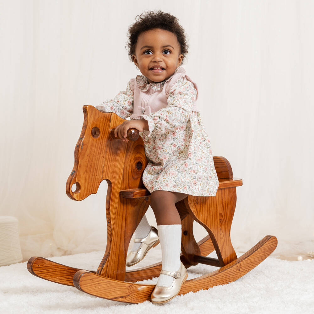 Artesanía Granlei-فستان بنات بطبعة زهور قطن لون زهري | Childrensalon