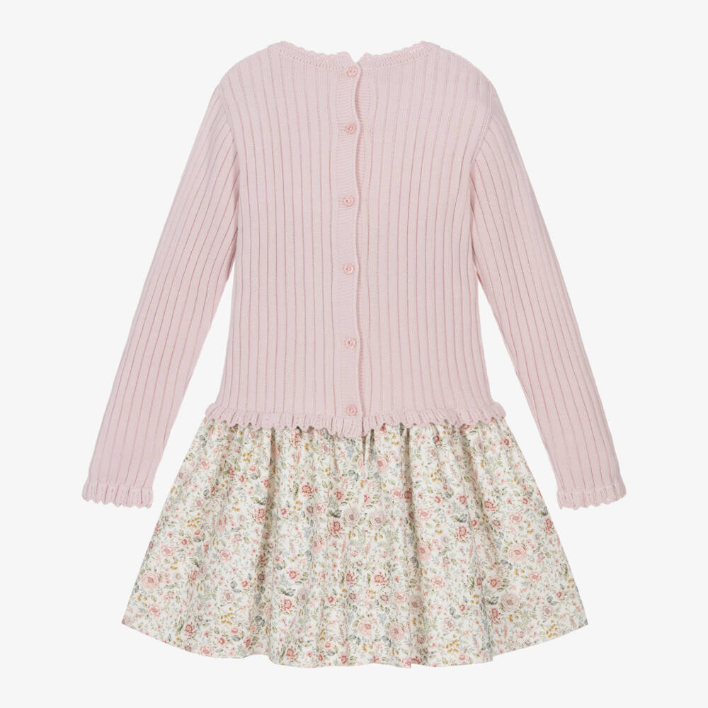 Artesanía Granlei-Платье розовое из трикотажного хлопка в цветочек | Childrensalon