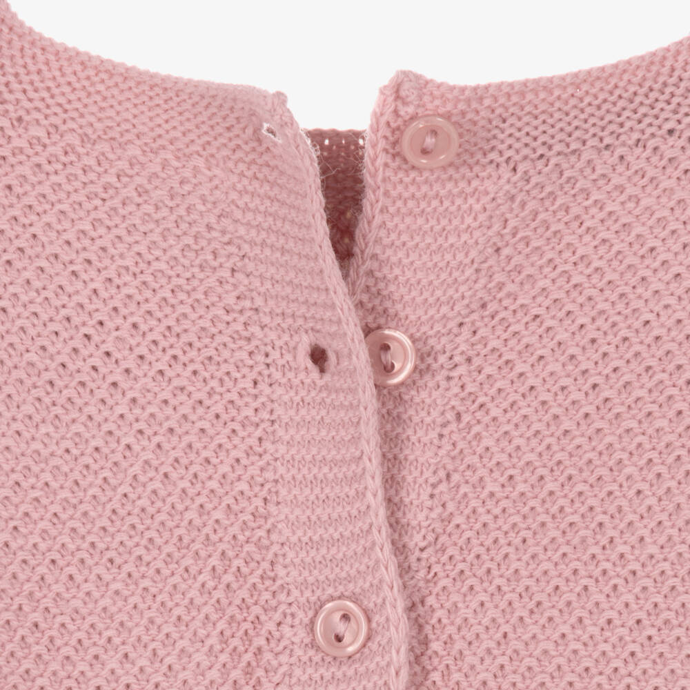 Artesanía Granlei-Girls Pink Knitted & Floral Print Dress | Childrensalon
