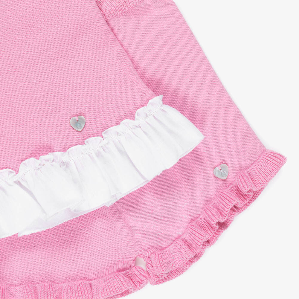 Artesanía Granlei-Girls Pink Knitted Top & Shorts Set | Childrensalon