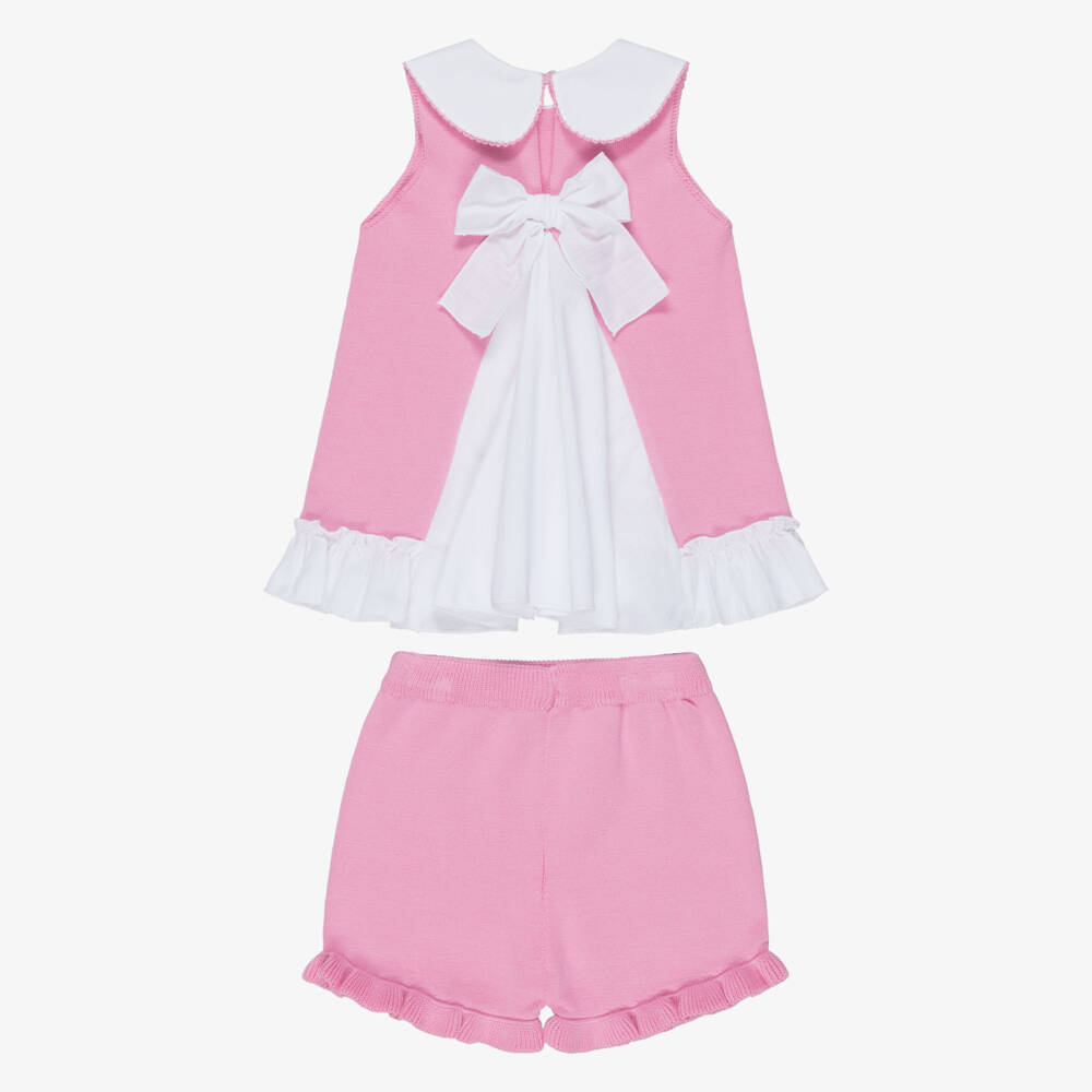 Artesanía Granlei-Girls  Pink Knitted Top & Shorts Set | Childrensalon