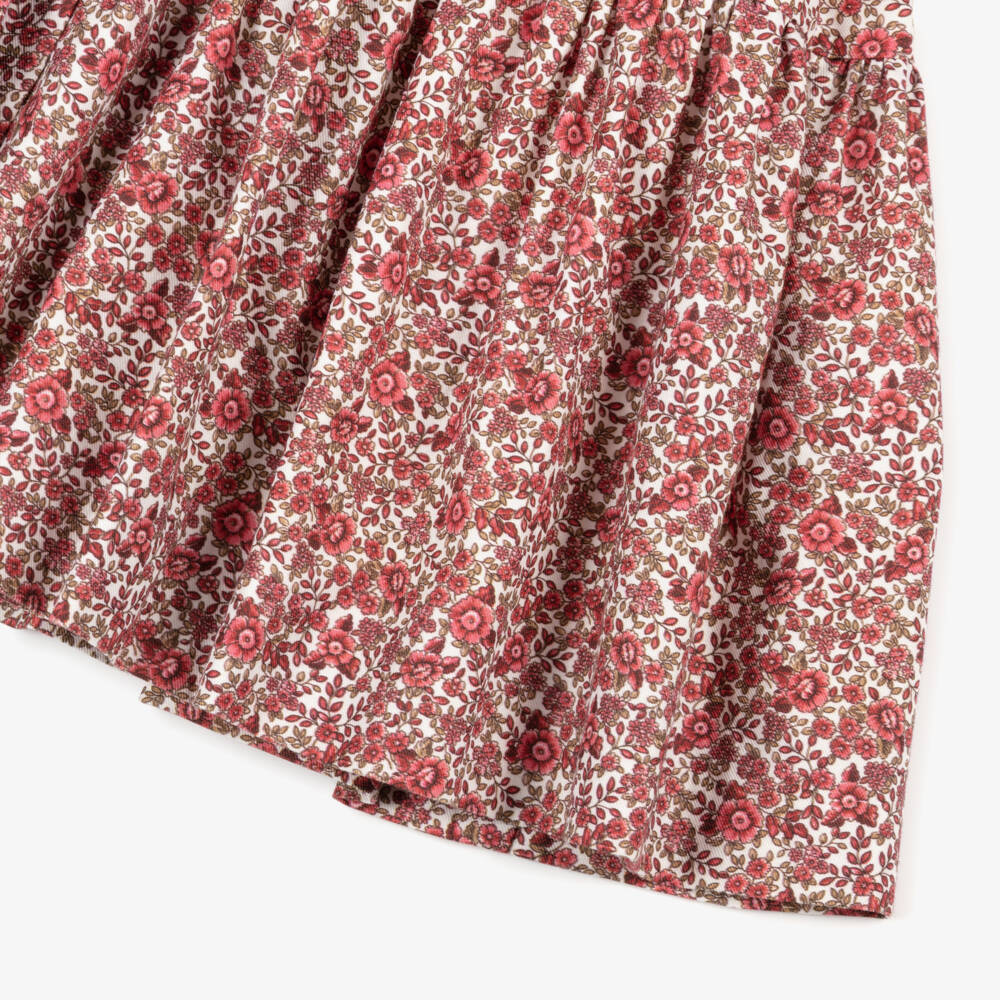 Artesanía Granlei-Girls Red Cotton Floral Print Dress | Childrensalon