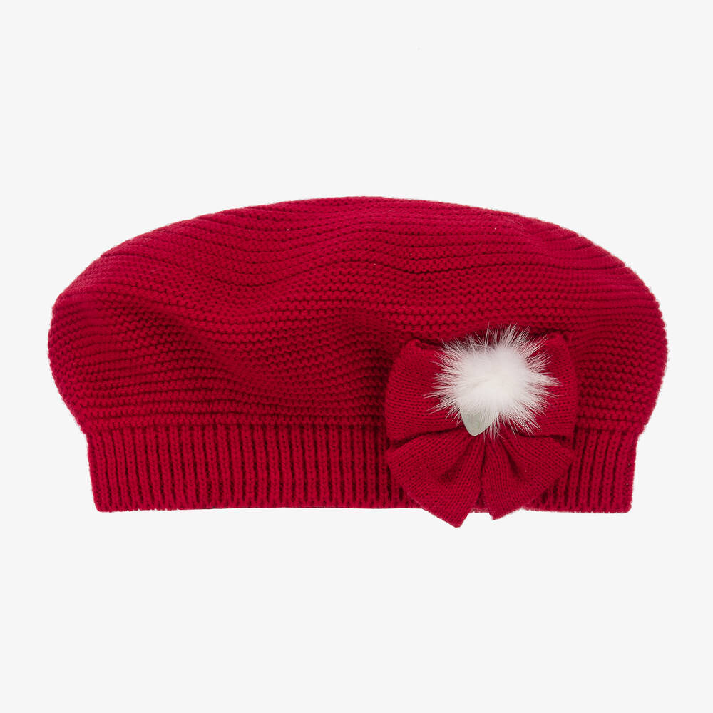 Artesanía Granlei-Girls Red Knitted Beret | Childrensalon