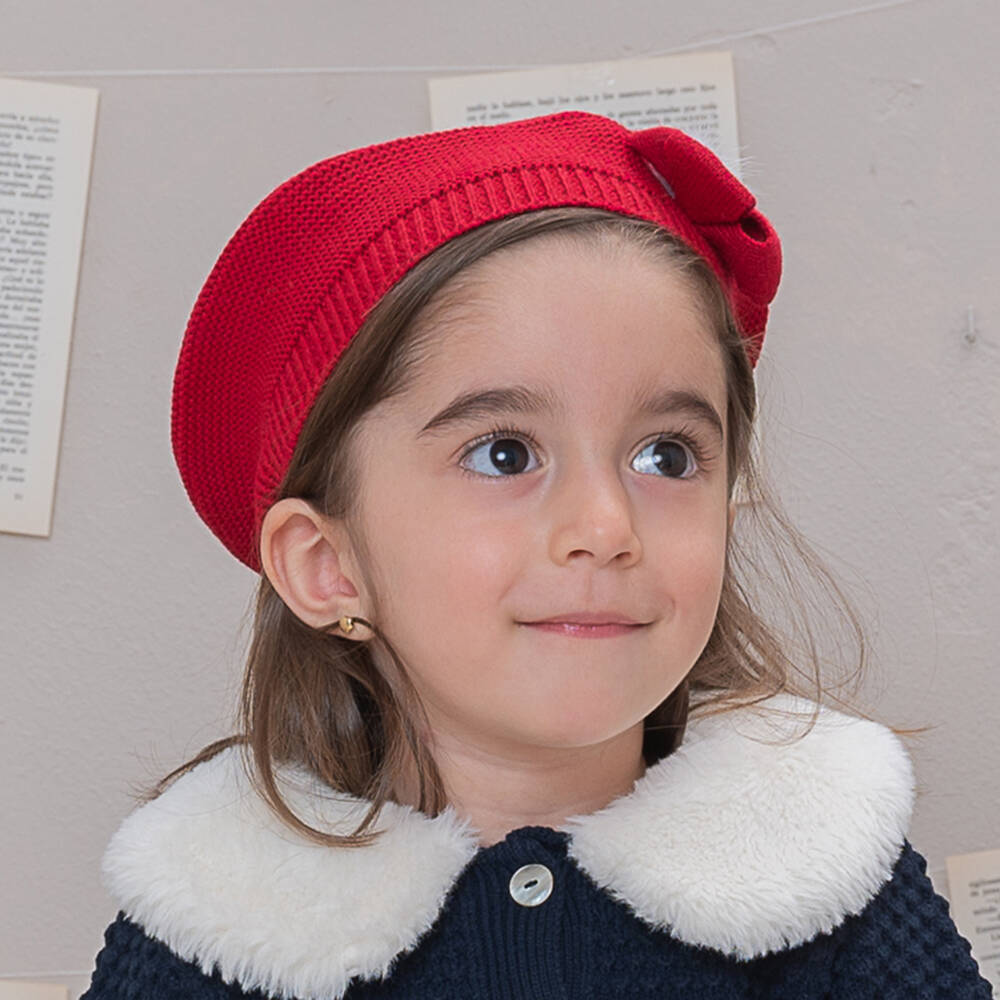 Artesanía Granlei-Girls Red Knitted Beret | Childrensalon