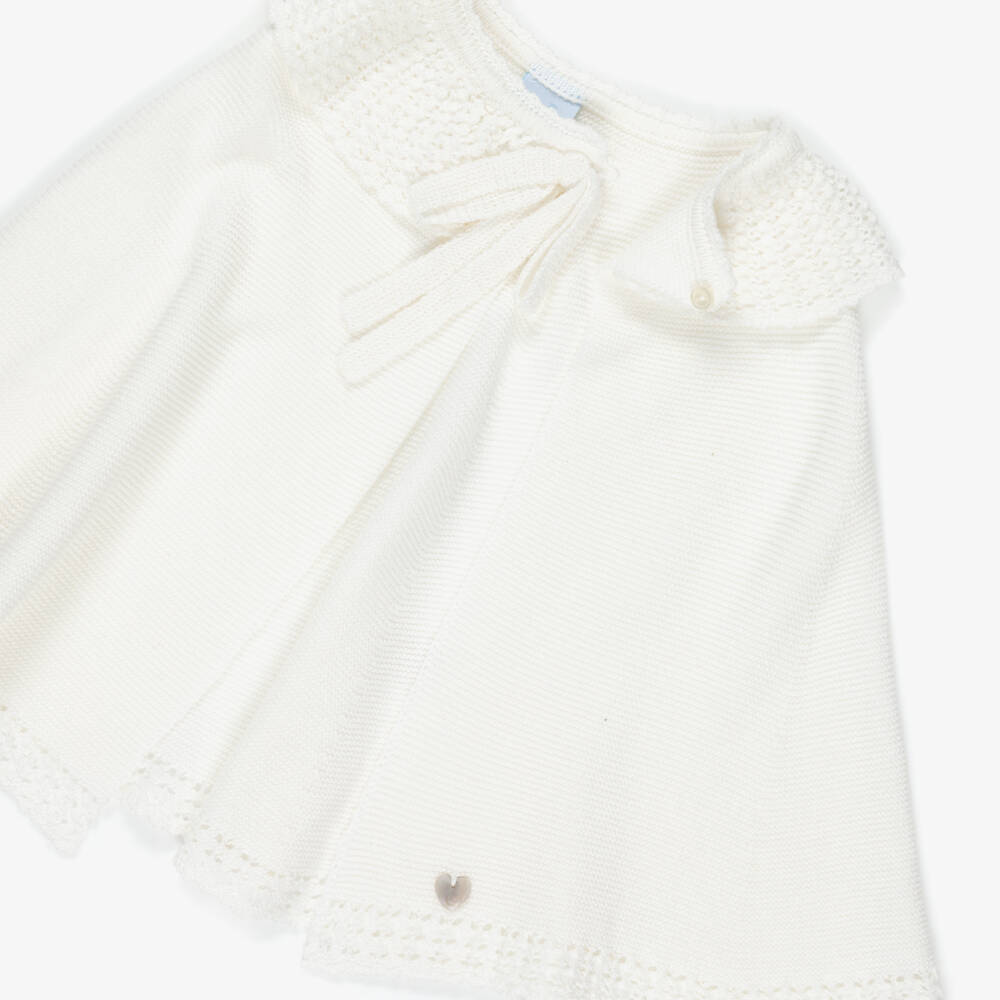 Artesanía Granlei-Girls Sparkling Ivory Knitted Cape | Childrensalon