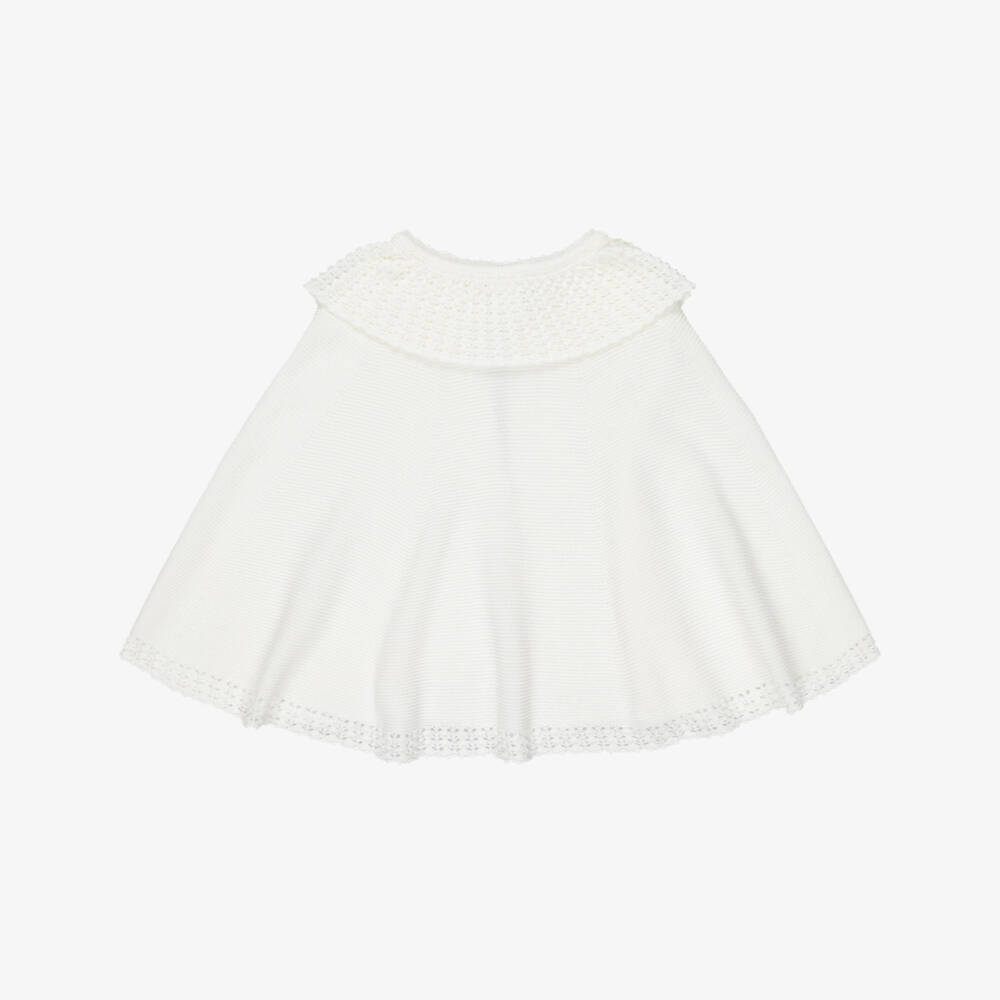 Artesanía Granlei-Girls Sparkling Ivory Knitted Cape | Childrensalon