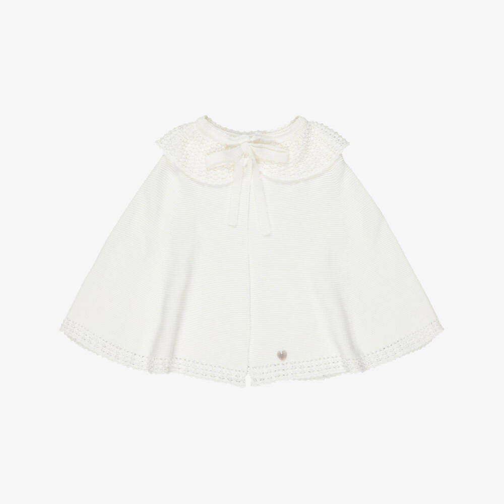 Artesanía Granlei-Girls Sparkling Ivory Knitted Cape | Childrensalon
