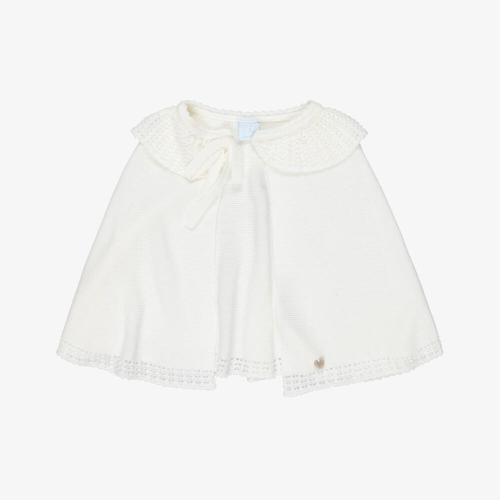 Artesanía Granlei-Girls Sparkling Ivory Knitted Cape | Childrensalon