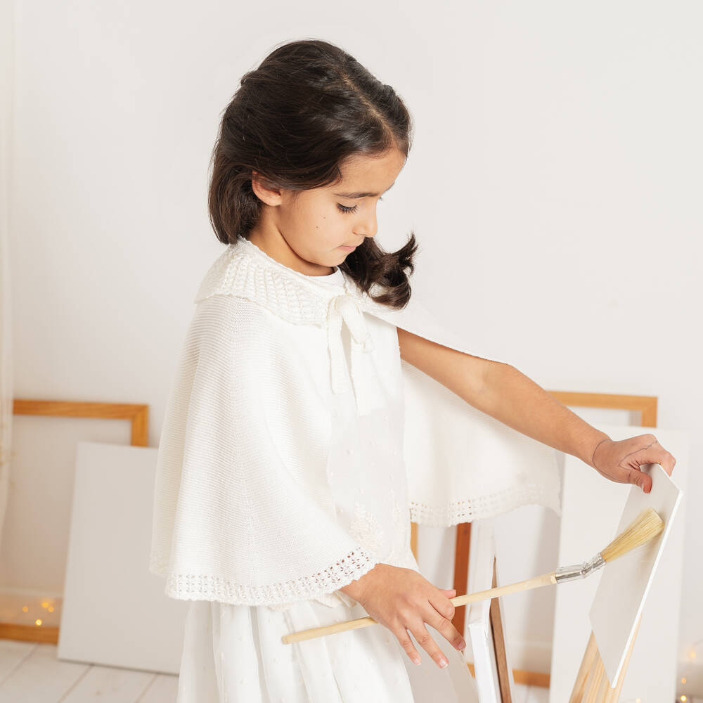 Artesanía Granlei-Кейп кремовый из блестящего трикотажа для девочек | Childrensalon