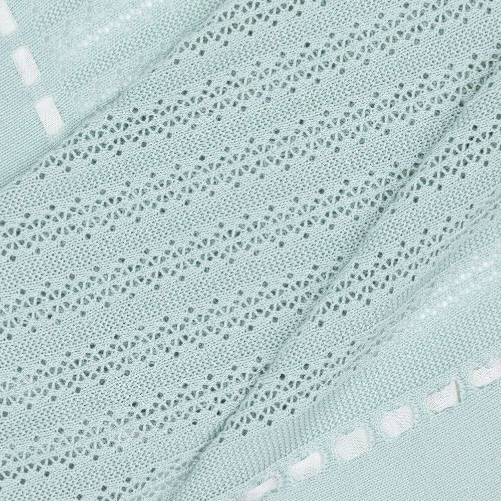 Artesanía Granlei-Green Knitted Baby Blanket with Tulle Bow (110cm) | Childrensalon