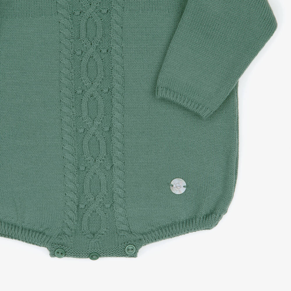 Artesanía Granlei-Green Knitted Shortie with Cable Design | Childrensalon